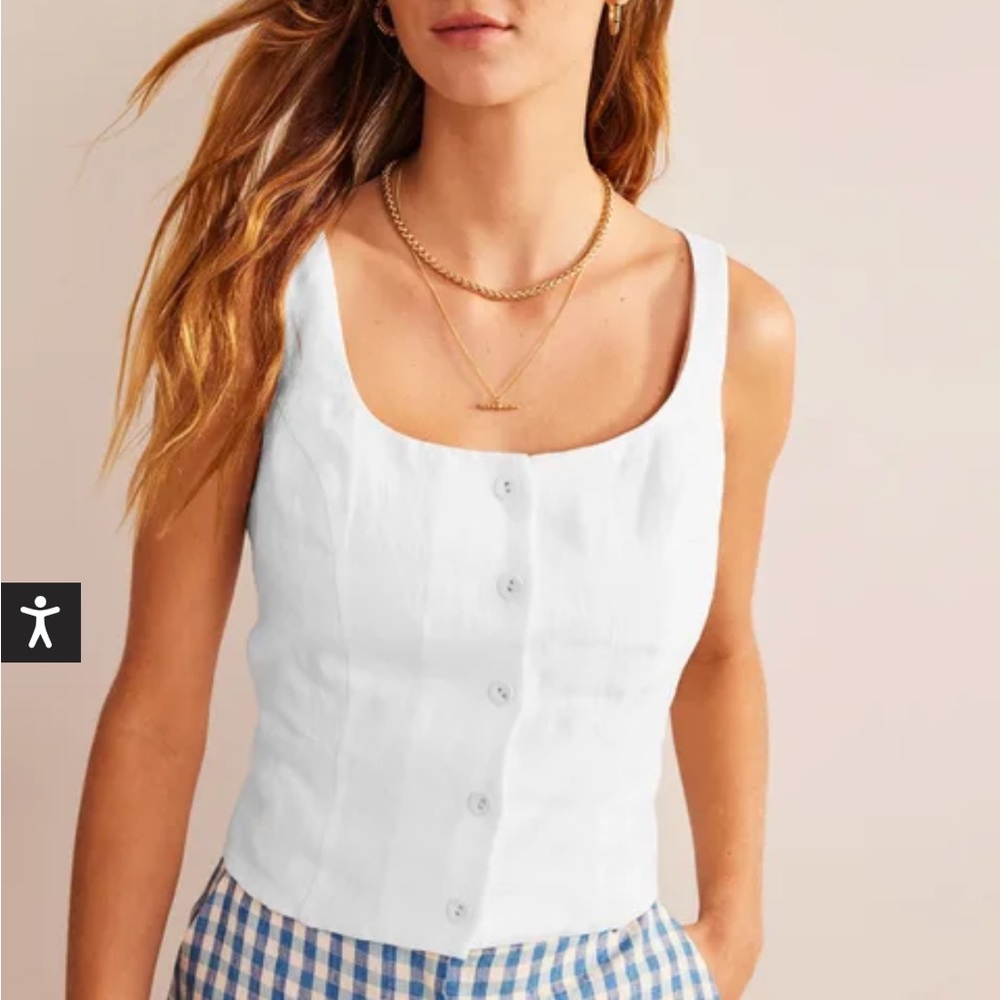 Boden Square Neck Button Top